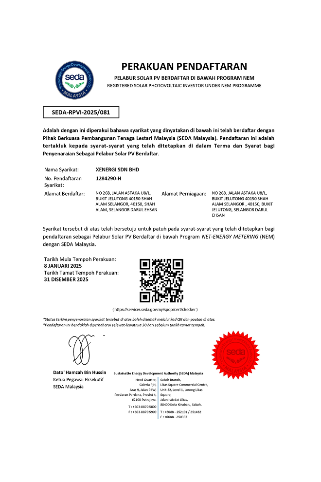 Registered Solar PV Investor by SEDA