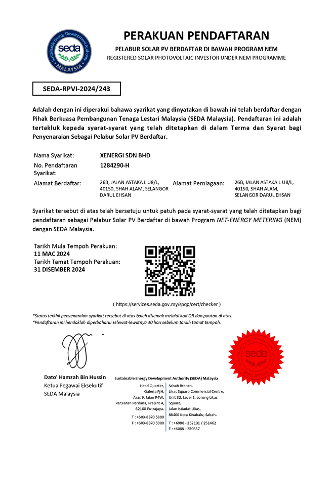 Registered Solar PV Investor by SEDA