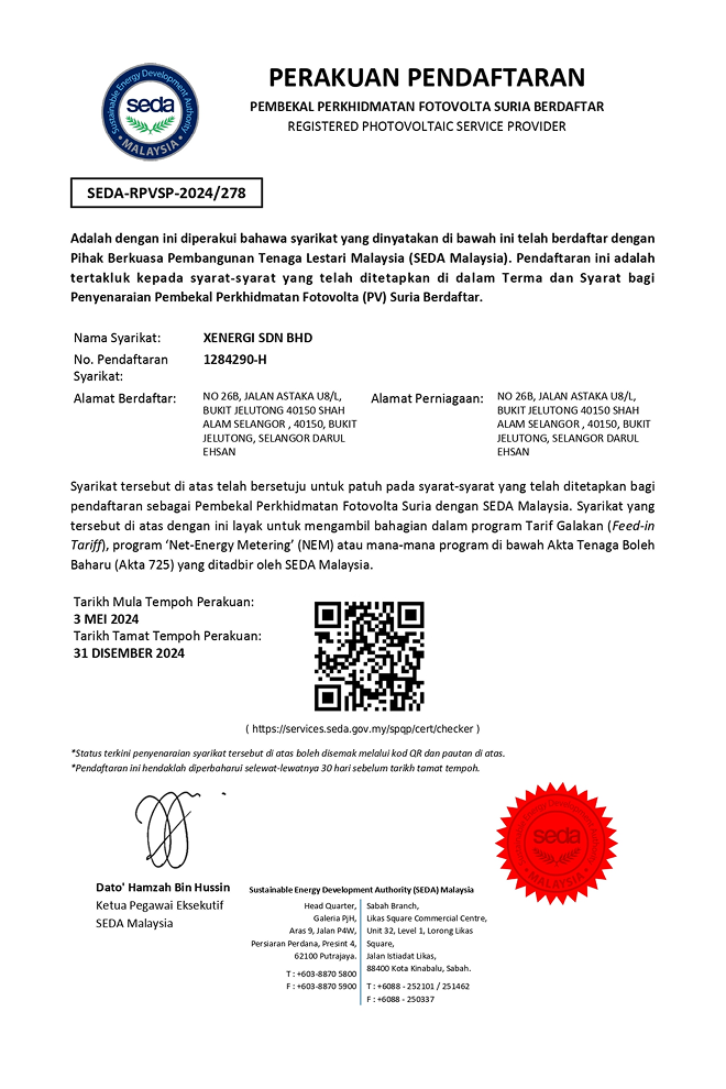 Registered Solar PV Installer by SEDA